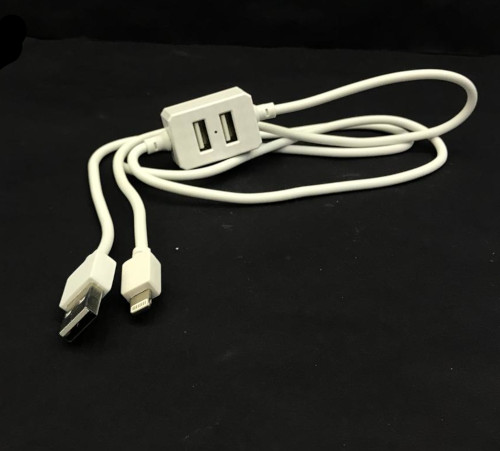 USB AM to Lightning Cable + 2 way USB Hub